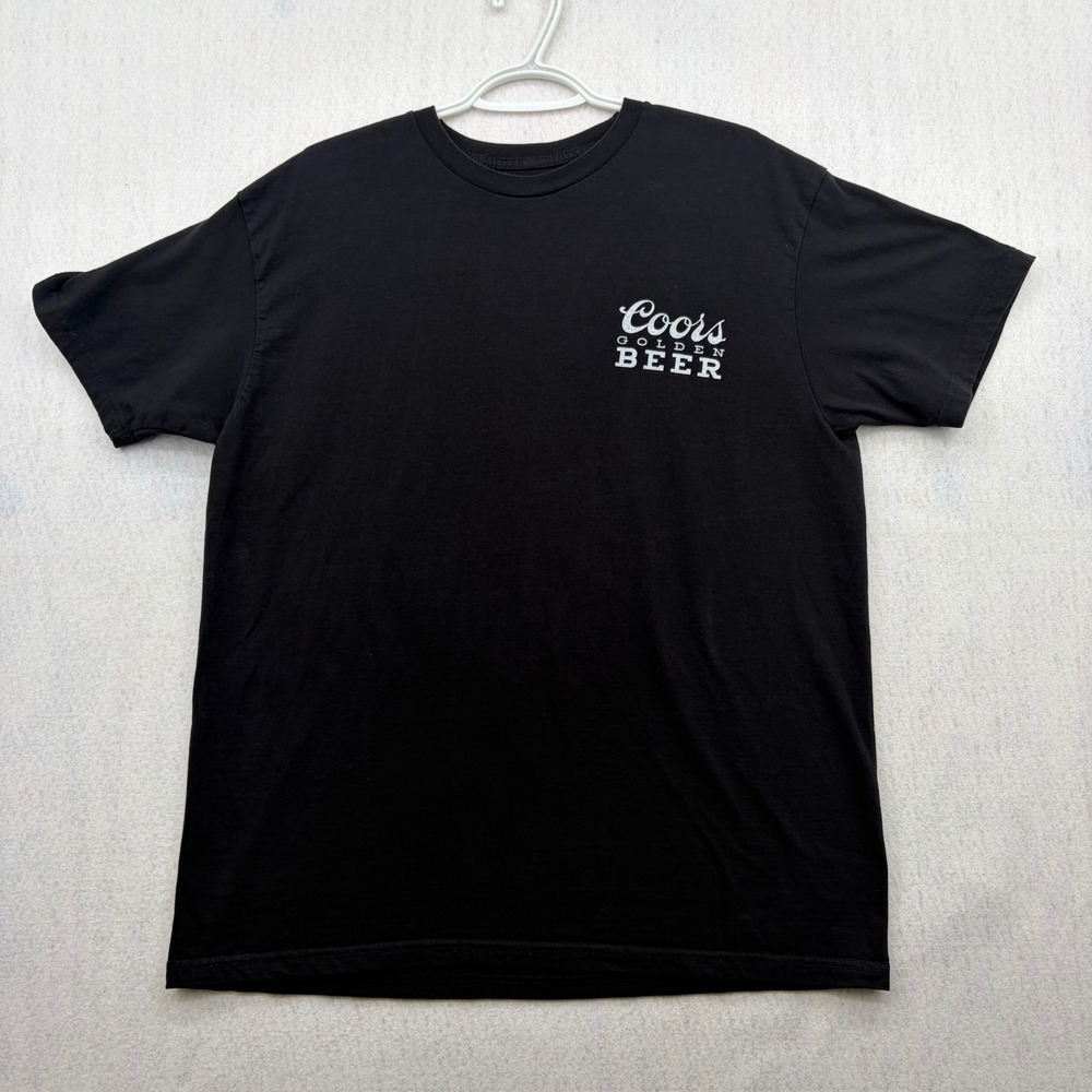 Coors Golden Beer T Shirt Mens Large Black Rocky Mountain Water Graphic Tee 0107